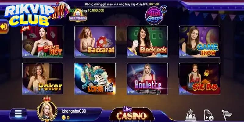 Nhiều tựa game live casino Rik vip kiếm tiền thưởng lớn